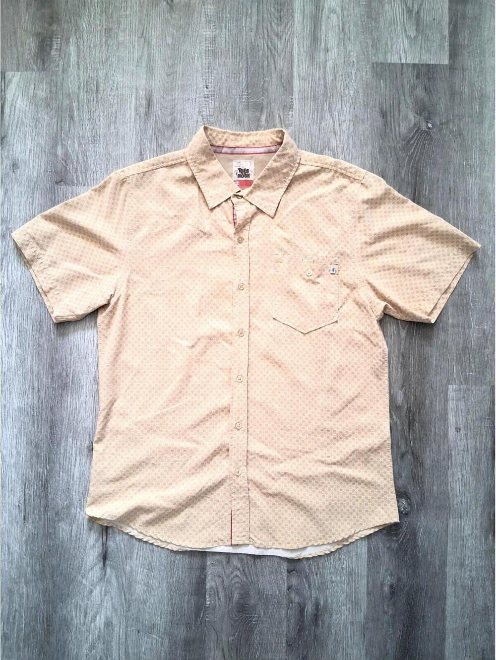 Toes On The Nose Men's Medium, Retro Green/Yellow Soft Button Up Shirt